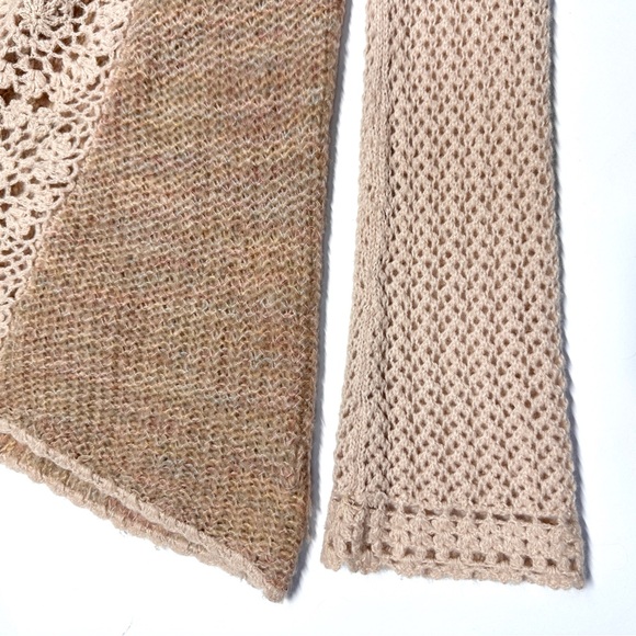 Free People Merci Hooded Wool Blend Crochet Tunic Sweater Size M Boho Festival - Picture 14 of 15